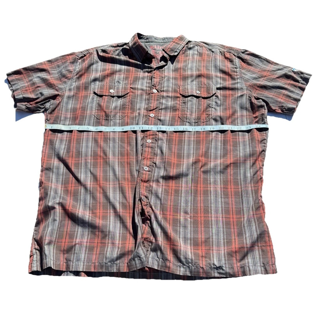 Kuhl Eluxur Shirt Short Sleeve Button-Up Men's XXL Red Plaid Hiking Outdoor 7153 - Picture 3 of 7